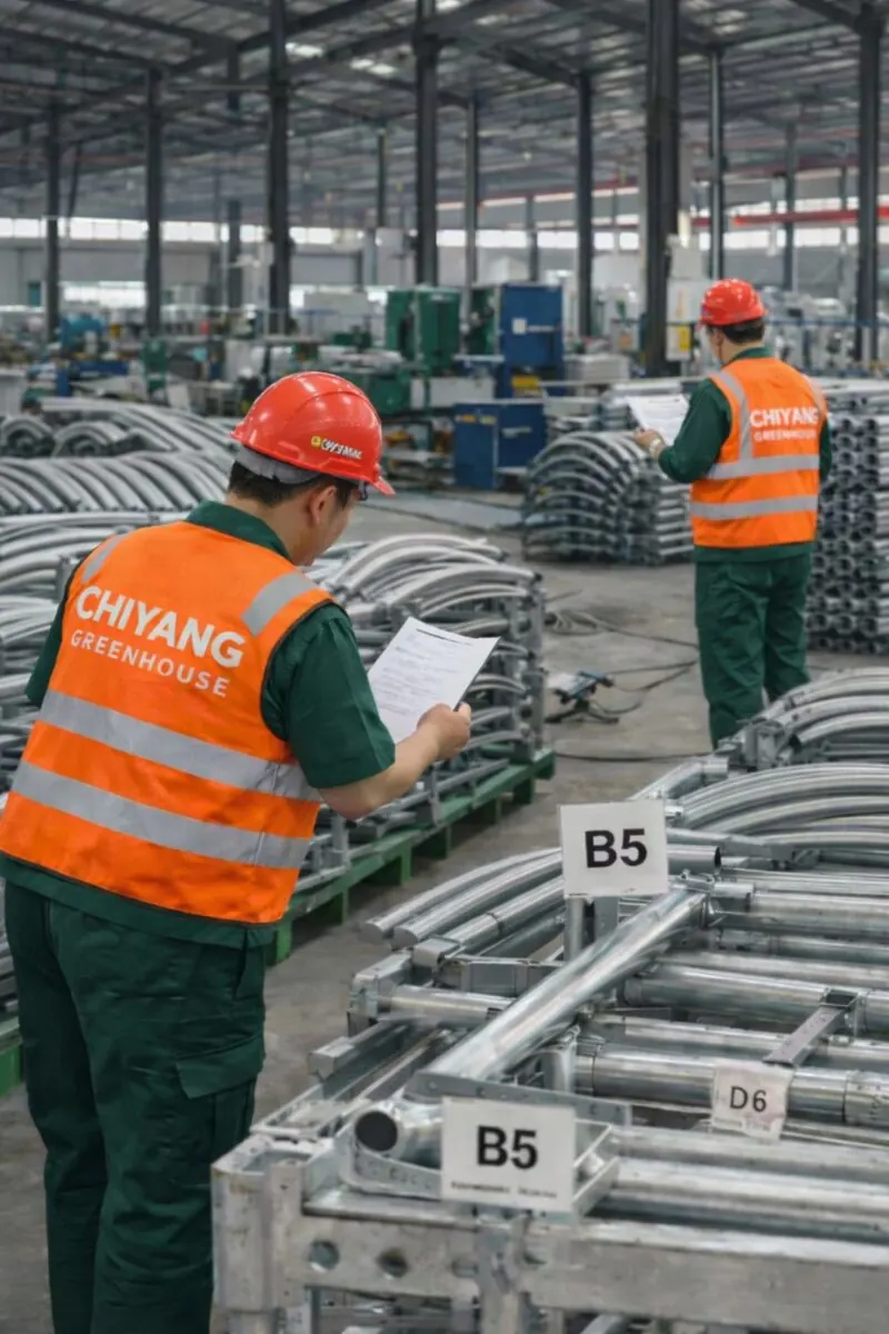 chiyang pre installation risk control greenhouse structure components 800w