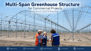 multi-span greenhouse structure for commercial projects