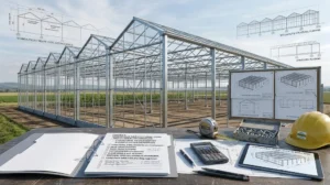 Commercial greenhouse structure quotation preparation with engineering drawings and project review
